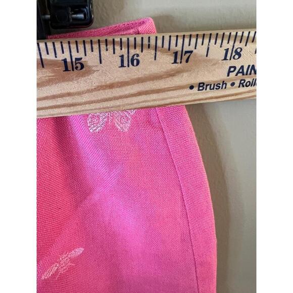 Talbots Pink Butterfly Embroidery Linen Skirt Womens Size Petite 14 - Picture 6 of 7